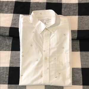 Banana Republic White Shirt with Planes  Pattern